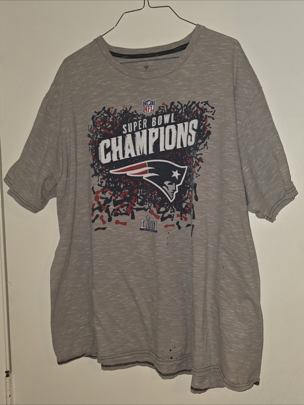 New England Patriots Gray Super Bowl Champions Graphic T‑Shirt